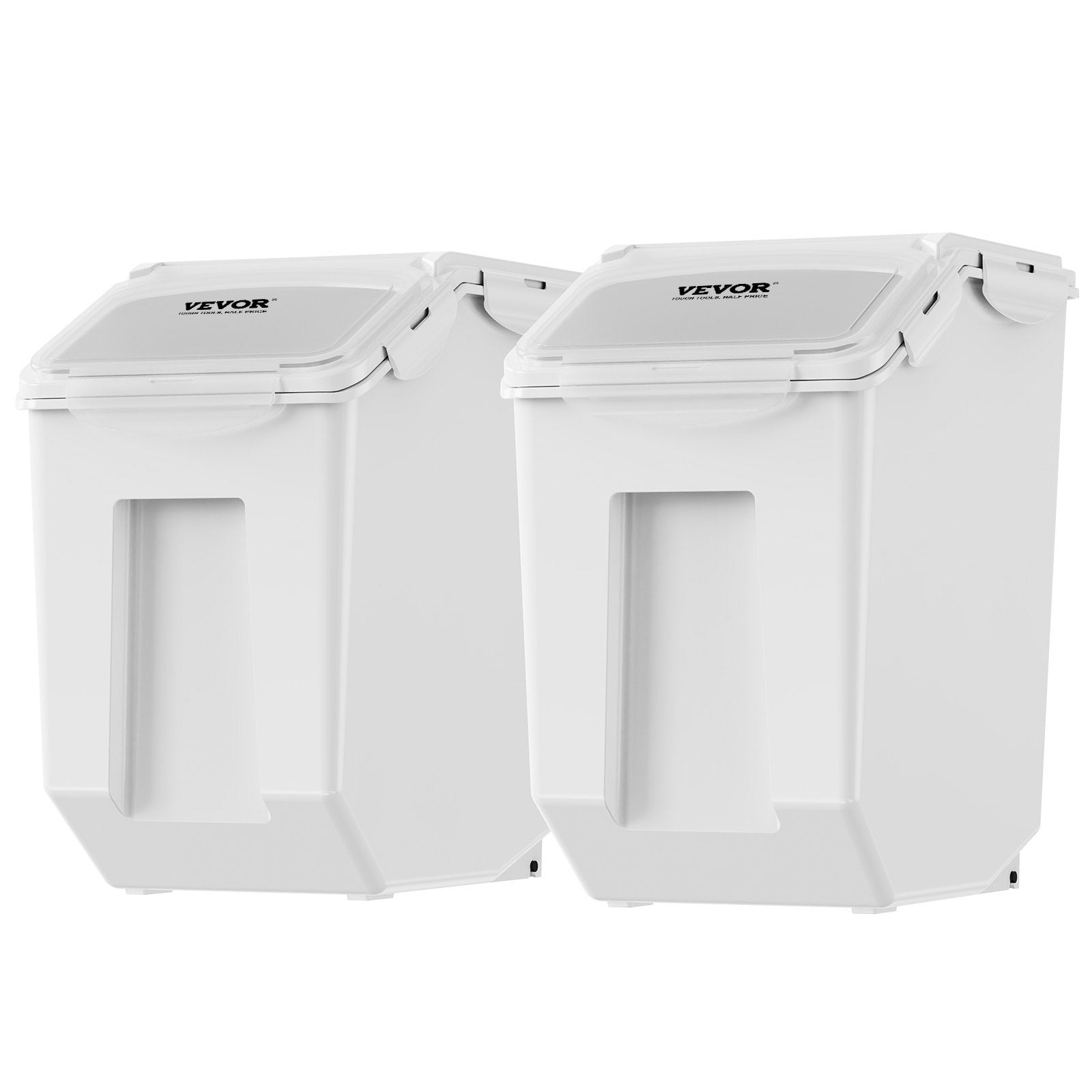 Ingredient Storage Bin, 2 X 15L Dispenser Bin With 2 Measuring Cups, Attachable Casters And Airtight Lid,   Dog Pet Food Storage Container, PP Material Kitchen Rice Cereal Flour Bin