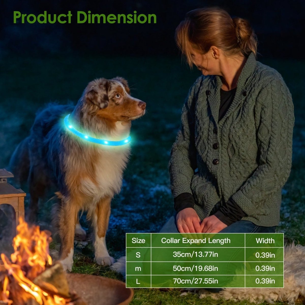 1Pc USB Rechargeable LED Dog Collar Multi Color Lighting Dog Safety Collar Cuttable Length Glow Dog Collar For Small Medium Large Dog Night Walking - Noble Nose