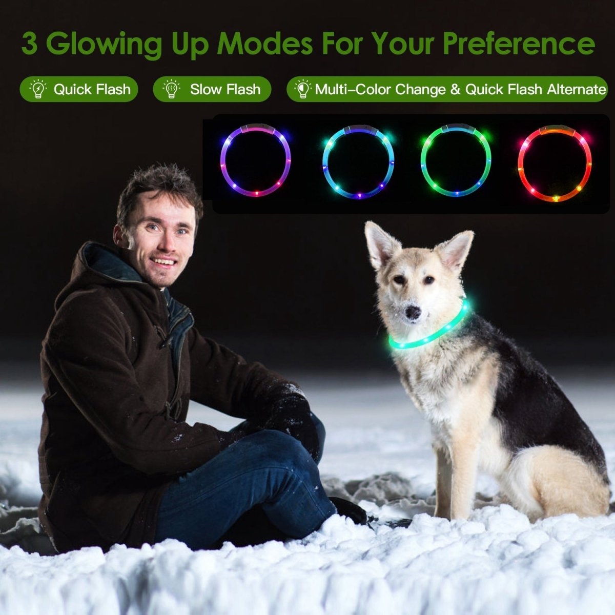 1Pc USB Rechargeable LED Dog Collar Multi Color Lighting Dog Safety Collar Cuttable Length Glow Dog Collar For Small Medium Large Dog Night Walking - Noble Nose