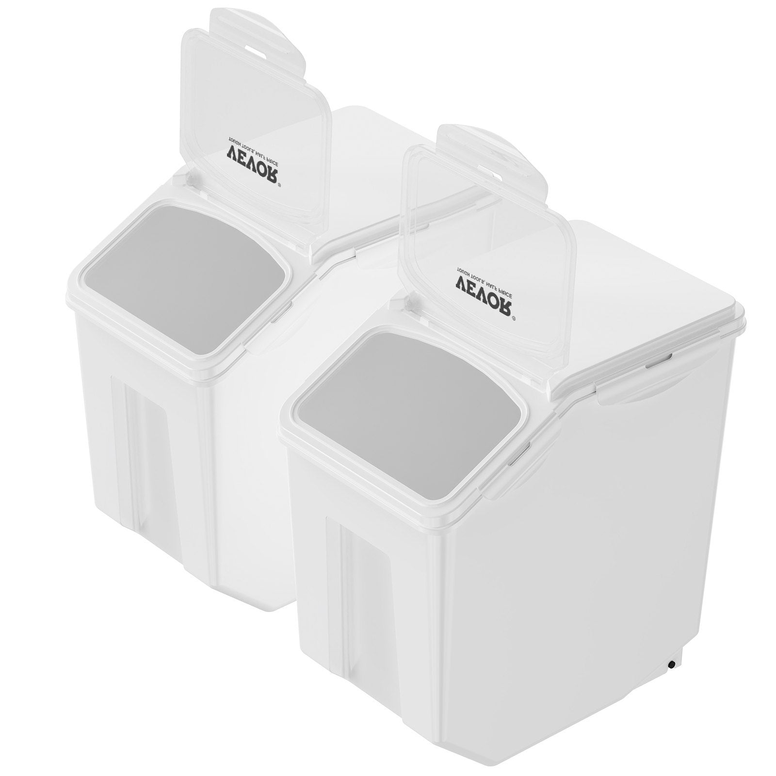 Ingredient Storage Bin, 2 X 15L Dispenser Bin With 2 Measuring Cups, Attachable Casters And Airtight Lid,   Dog Pet Food Storage Container, PP Material Kitchen Rice Cereal Flour Bin