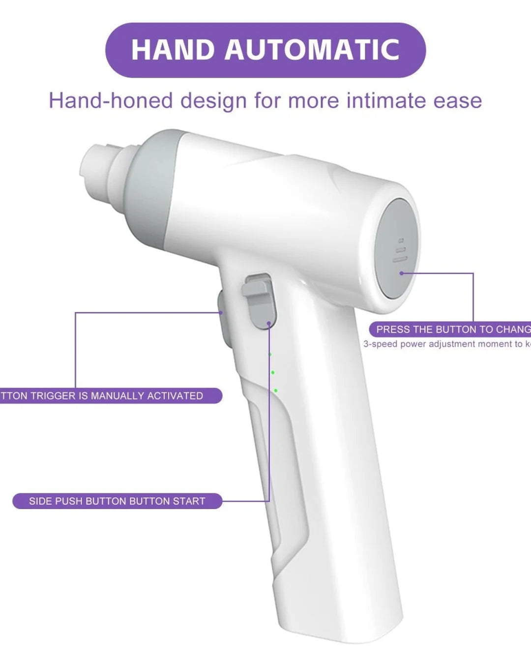 White handheld device with text on a white background