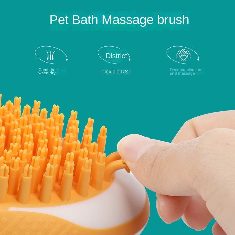 Dog Cat Bath Brush 2 - in - 1 Pet SPA Massage Comb Soft Silicone Pets Shower Hair Grooming Cmob Dog Cleaning Tool Pet Products - Noble Nose