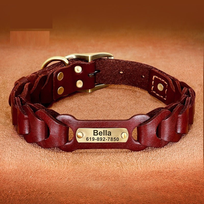 Luxury Braided Leather Dog Collar – Artisan Cowhide Design for Medium & Large Breeds - Noble Nose